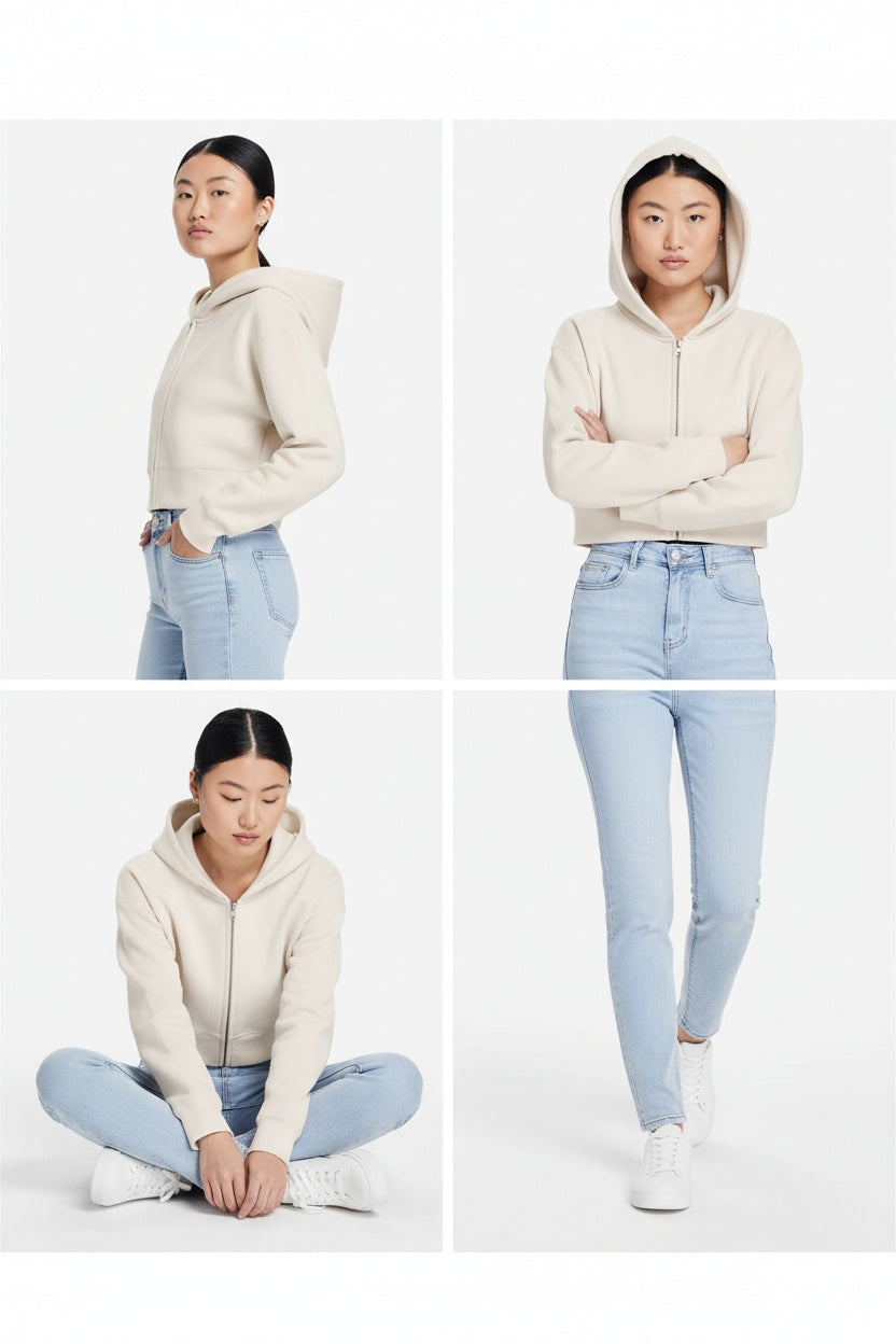 Womens Relaxed Crop Zip