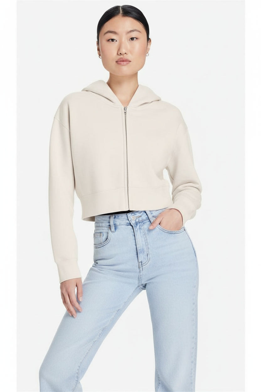 Womens Relaxed Crop Zip